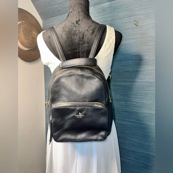 Kate Spade Leila black pebbled leather dome backpack - www  display picture 1